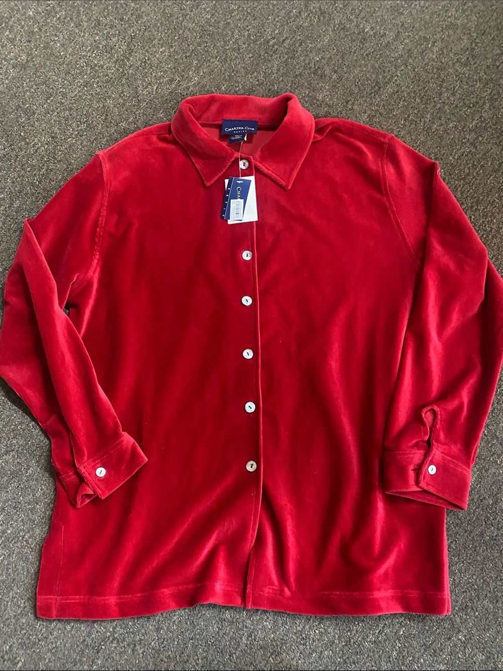 Charter Club Red Velour Button-Front Jacket